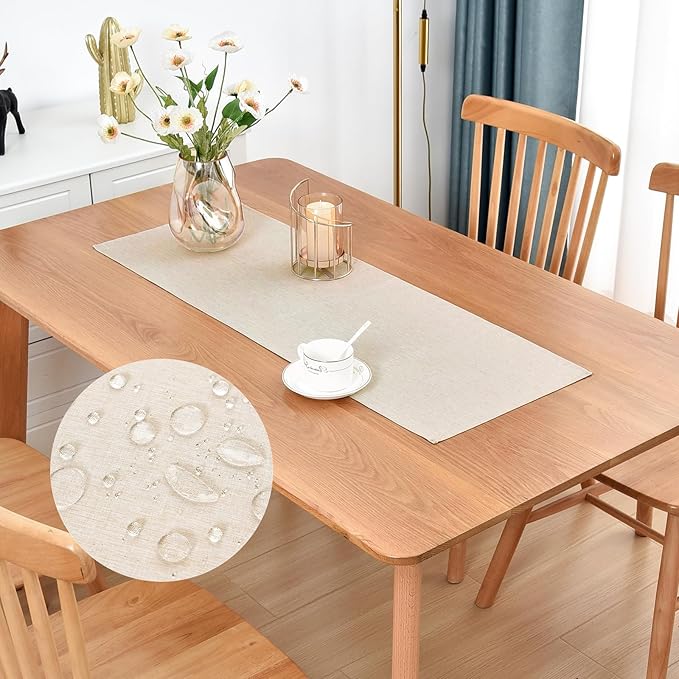Farmhouse Rustic Table Runner Neutral Faux Linen Table Runners Water Resistant Short Table Runner 36 inches for Living Room Dresser Bedroom Kitchen Dining Party 13x36 Inch