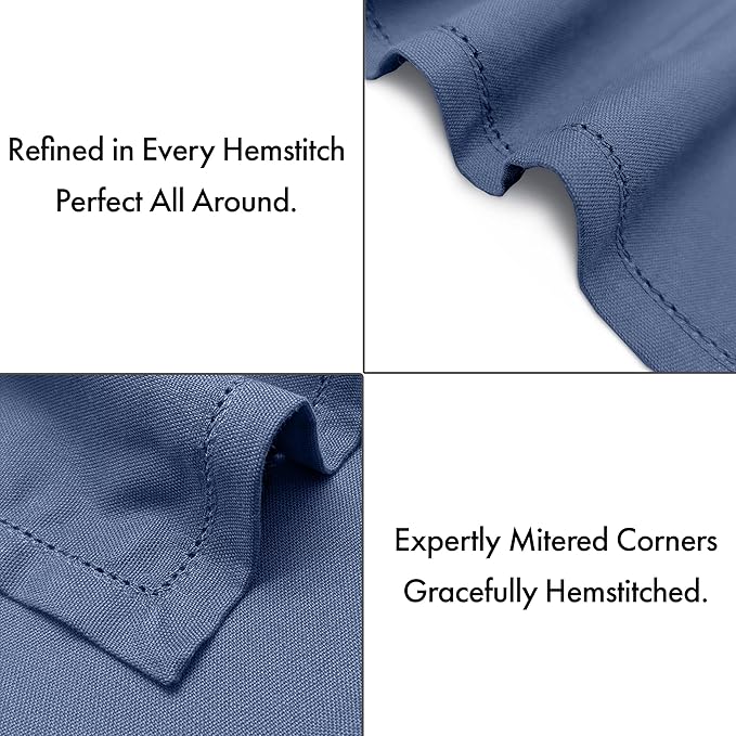 Ruvanti Cloth Napkins Set of 12, 100% Cotton High GSM 18x18 Inches, Hem Stitched Corners, Soft, Washable, Highly Durable & Absorbent, Perfect for Parties, Christmas, Thanksgiving Dinners – Bijou Blue