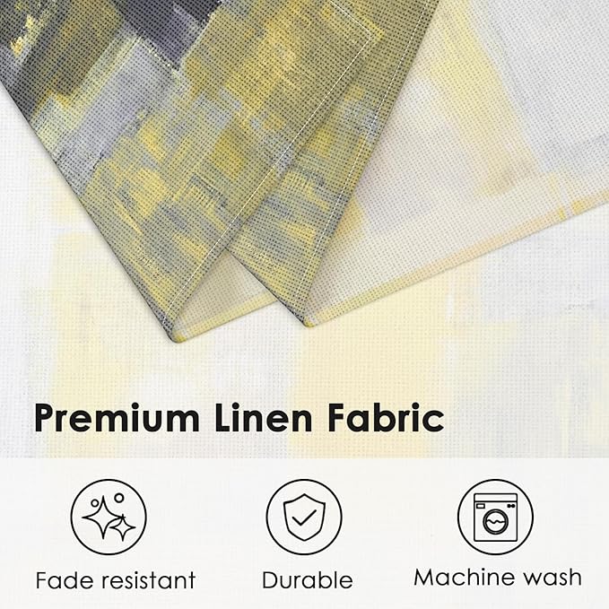Emvency Farmhouse Placemats Set of 4, Vintage Yellow and Dark Gray Abstract Art Painting 12x18 Inch Table Mats for Outdoor Home Party Kitchen Dining Decoration