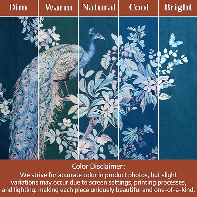 Maison d' Hermine Kitchen Towel 100% Combed Cotton Premium Easter Dishtowel (20 Inch by 27.50 Inch) Kitchen Towels for Dining, Home, Wedding, Buffet, Peacock Utopia - Deep Sea (Set of 3)