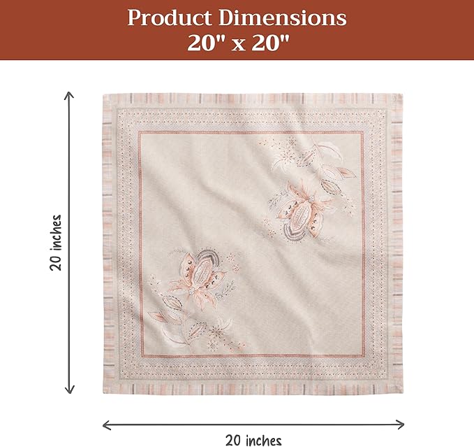 Maison d' Hermine Napkin 100% Combed Cotton Premium 20 Inch x 20 Inch Set of 4 Dinner Napkins, Decorative Washable Cloth Napkin for Dining, Buffet Parties & Camping - Society Florals