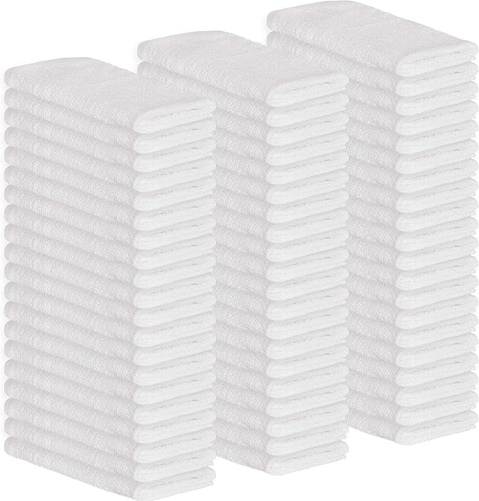GREEN LIFESTYLE Cotton Wash Cloths 14" x 17" 50 Pack - Cleaning Rags, Bar Mop Towels, Absorbent Terry Cloth Rags, Reusable Kitchen Towels for Housekeeping, Restaurant and Home Use