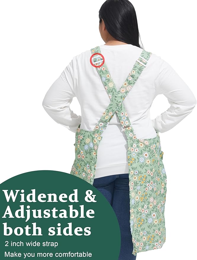 Big Plus Size Aprons for Women with Pockets Cotton Linen Baking Kitchen Cooking