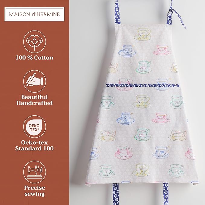 Maison d' Hermine 100% Cotton Apron for women with Pocket Kitchen Chef Apron for Men Cooking Mothers Day Gifts