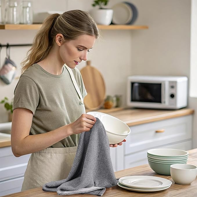 Mordimy Premium Kitchen Towels 6 Pack (18 x 28 Inches, Multicolor), Large Cotton Kitchen Hand Towel, Flat & Terry Dish Towels for Drying Dishes, Super Absorbent Tea Dishtowels Set with Hanging Loop
