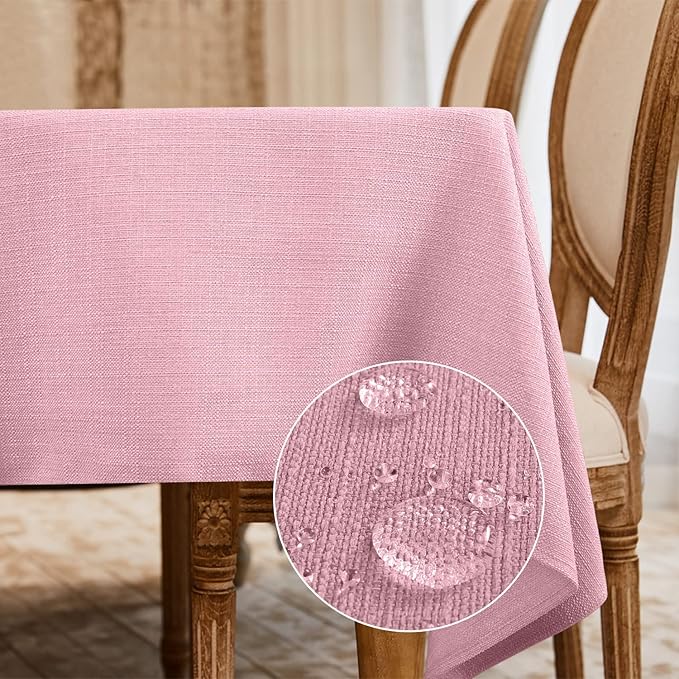 BALCONY & FALCON Rectangle Tablecloth Washable Wrinkle Resistant Water Proof Table Cloth Decorative Fabric Tablecloths for Valentines Day Dining Party Kitchen Wedding Outdoor Use (Light Pink, 57x118)