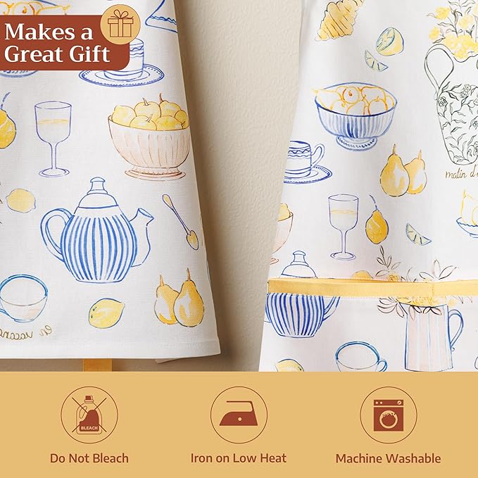 Maison d' Hermine 100% Cotton Apron for women with Pocket Kitchen Chef Apron for Men Cooking Mothers Day Gifts