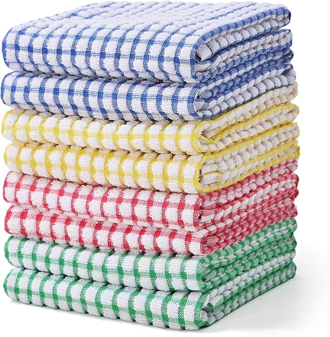 Egles 8 Packs Kitchen Dishcloths 15x27 Inches 100% Cotton Kitchen Dish Cloths for Washing Dishes Scrubbing Wash Cloths Dish Towels Sets (Mix Color)