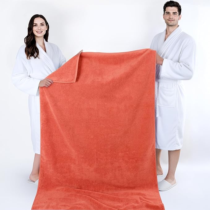 Cotton Paradise 100% Cotton 40x80 Oversized Bath Sheet, Extra Large Turkish Bath Towels for Bathroom, Coral Bathsheet