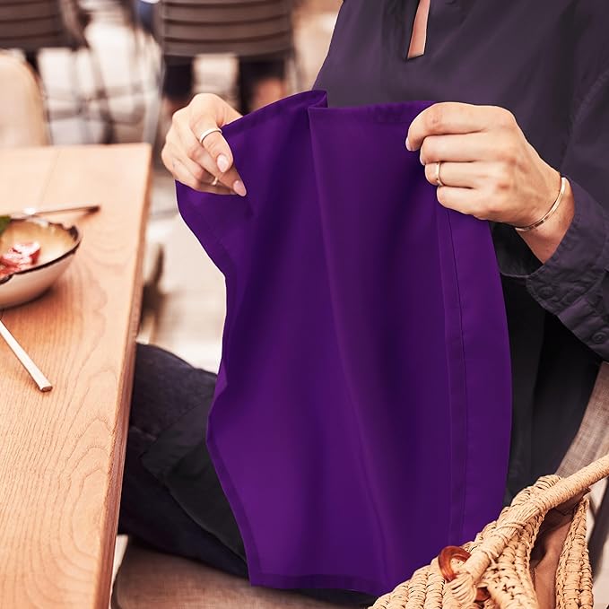 Utopia Home [24 Pack, Purple] Cloth Napkins 17x17 Inches, 100% Polyester Hemmed Edges, Washable and Reusable Ideal for Parties, Weddings and Dinners
