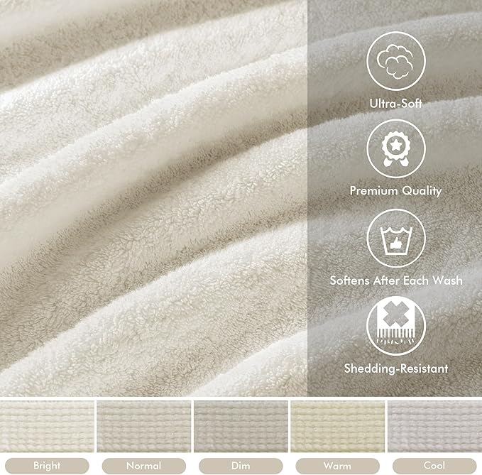 Madison Park 800GSM 100% Cotton Luxury Bathroom Towels ,Long Oversized Linen Cotton Bath Towel Set , 8-Piece Include 2 Bath Towels, 2 Hand Towels & 4 Wash Towels, Cream