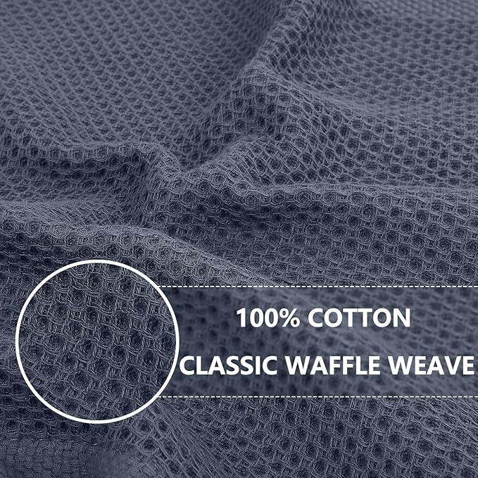 Homaxy 100% Cotton Oversized Waffle Weave Kitchen Dish Towels, 7-Pack Ultra Soft Absorbent Dish Towels, Quick Drying Cleaning Towels, 20 x 28 Inches, Dark Grey