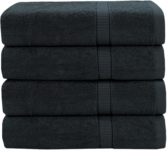 GOLD TEXTILES Premium Hand Towels for Bathroom -100% Ring Spun Cotton (Grey,4 Pack, 16x30 Inches) Luxury Soft Absorbent & Quick Dry, Bathroom Hand Towel Perfect for Hotel, Salon, Gym & Spa