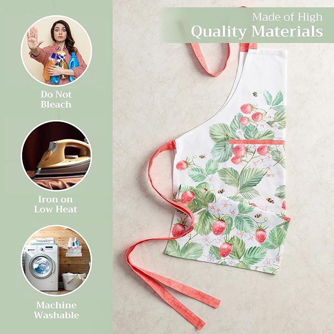 Maison d' Hermine 100% Cotton Apron for women with Pocket Kitchen Chef Apron for Men Cooking Mothers Day Gifts
