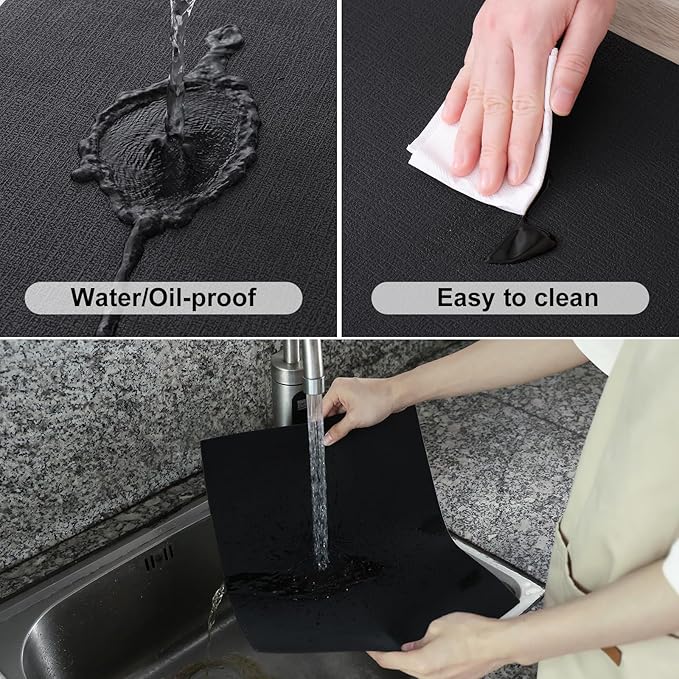 Homaxy Faux Leather Heat Resistant Placemats for Dining Table Set of 12, Waterproof Wipeable Washable PU Table Mats, Easy to Clean Anti-Slip Place Mats, 11.8" x 17", Black