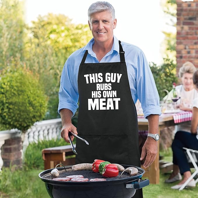 Xornis 100% Cotton Funny Apron with 2 Pockets for Men Women BBQ Grilling Adjustable Bib Black Aprons Gifts Cooking Kitchen