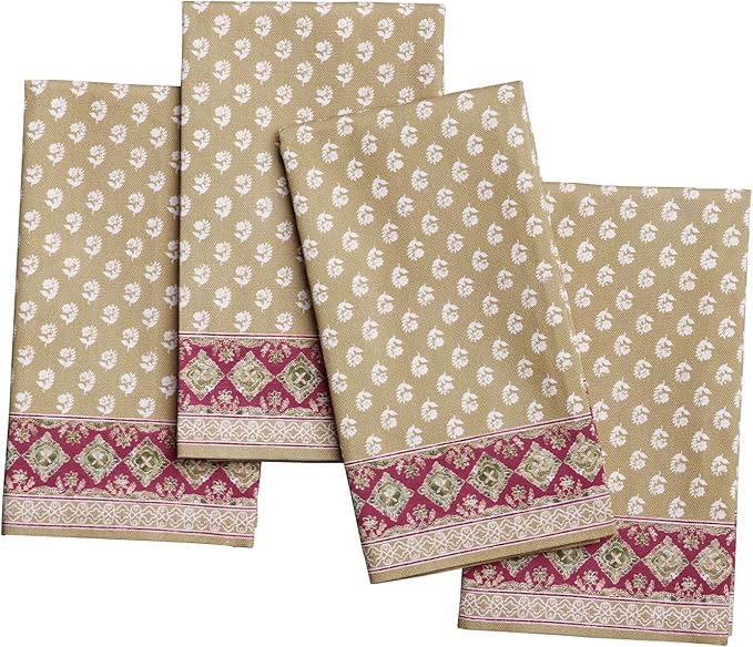 Maison d' Hermine Cloth Napkins Set of 4 100% Cotton Everyday Reusable Square Napkins Cloth Washable Dinner Party Wedding Restaurant Gifts for Mothers Day Spring/Summer (Manosque, 18" x 18")