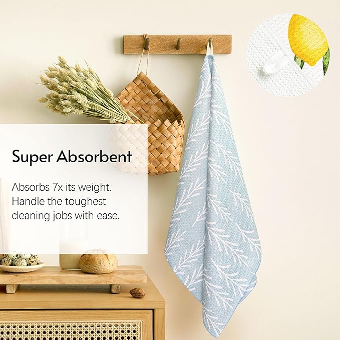Eulnars Kitchen Towels, 18" x 30" Dish Towels for Kitchen Drying, Quick Dry Tea Towels, Premium Microfiber Dish Cloths, Midnight Bloom Series, 2-Pack