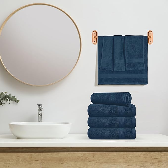 GLAMBURG Ultra Soft 6-Piece Hand Towel Set 16x28-100% Ringspun Cotton - Durable & Highly Absorbent Hand Towels - Ideal for use in Bathroom, Kitchen, Gym, Spa & General Cleaning - Mineral Blue