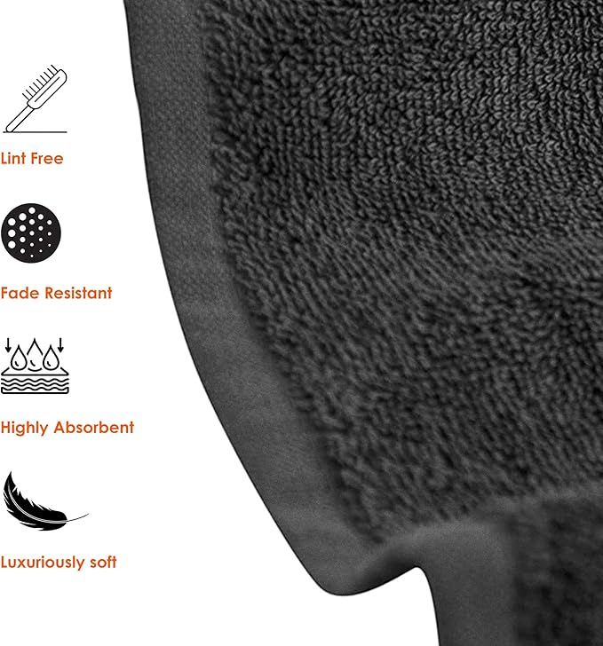 QUBA LINEN Hotel & Spa 100% Cotton Washcloths Pack of 24, Ultra Soft, Quick Dry, Lightweight, Highly Absorbent, Perfect for Face, Hands, Spa, Gym, Hotel, Resort & Daily Use (Grey - 12" x 12")
