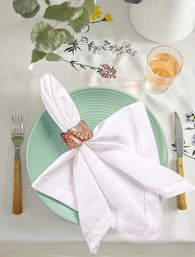 Hausattire Cloth Napkins 12 Pack 20x20 Inches Flax Cotton Washable and Reusable Table Dinner Napkins for Hotel, Restaurant, Weddings,Parties| Absorbent Cloth Napkins Easter Basket Decor|White