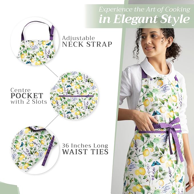Maison d' Hermine 100% Cotton Apron for women with Pocket Kitchen Chef Apron for Men Cooking Mothers Day Gifts