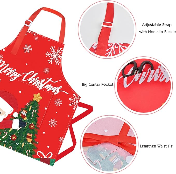 PASHOP 2 Pack Kids Christmas Apron Toddler Christmas Apron With Pockets for Kids Girls Boys Cooking Baking Painting