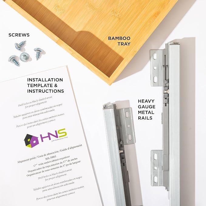 HOLDN’ STORAGE Bamboo Wooden Pull out Cabinet Organizer 17"W x 21"D Requires At Least a 18.25"W x 21"D Cabinet Opening W/Lifetime Limited Warranty, Bamboo Tray and Heavy Gauge Metal Rails