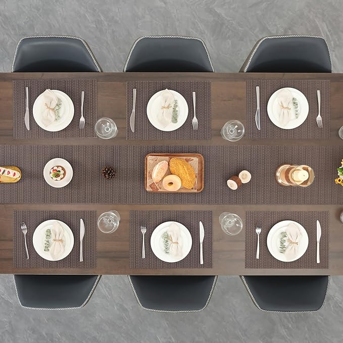 Myir JUN Placemats Set of 10, Vinyl Woven Placemats Place Mats Indoor Set of 10 Washable Table Mats Non-Slip Place mats for Dining Table (Coffee)