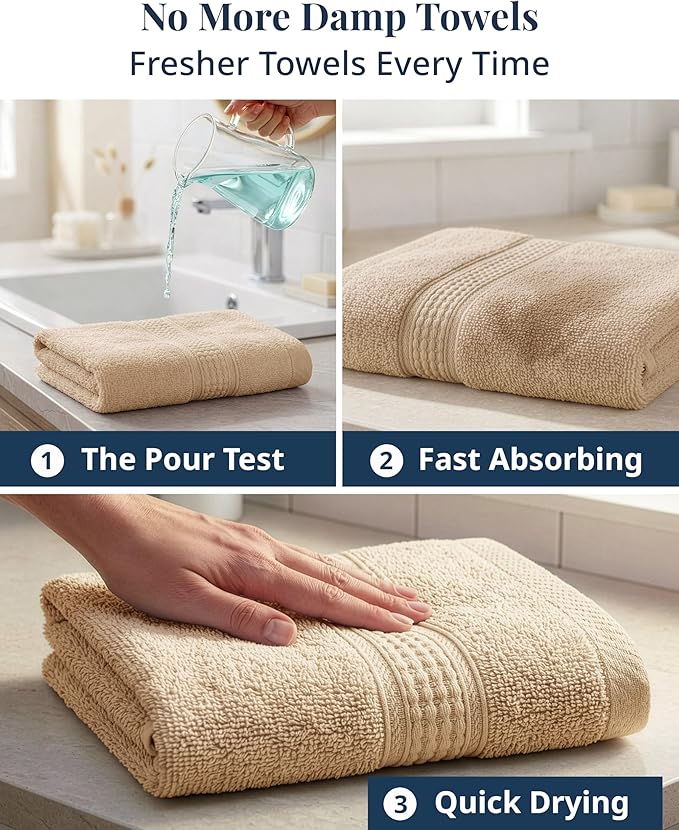 LANE LINEN Bathroom Hand Towels - 4 Pack (16" x 28"), 100% Ringspun Cotton Hand Towel Set - Soft, Lightweight, Fade & Shrink Resistant - Everyday Use, Face Towels for Bathroom, Gym and Travel - Taupe
