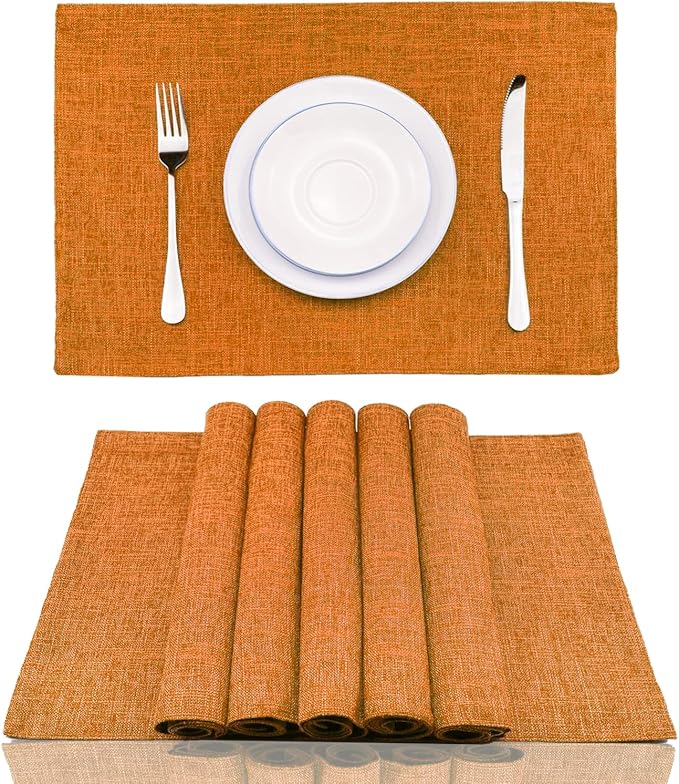 Weabetfu Cloth Placemats Set of 4 Heat Resistant Dining Table Placemmats Cotton Linen Machine Washable Kitchen Table Mats Wrinkle Free Thick Fabric Place Mats,Easy to Clean,13" x 19"