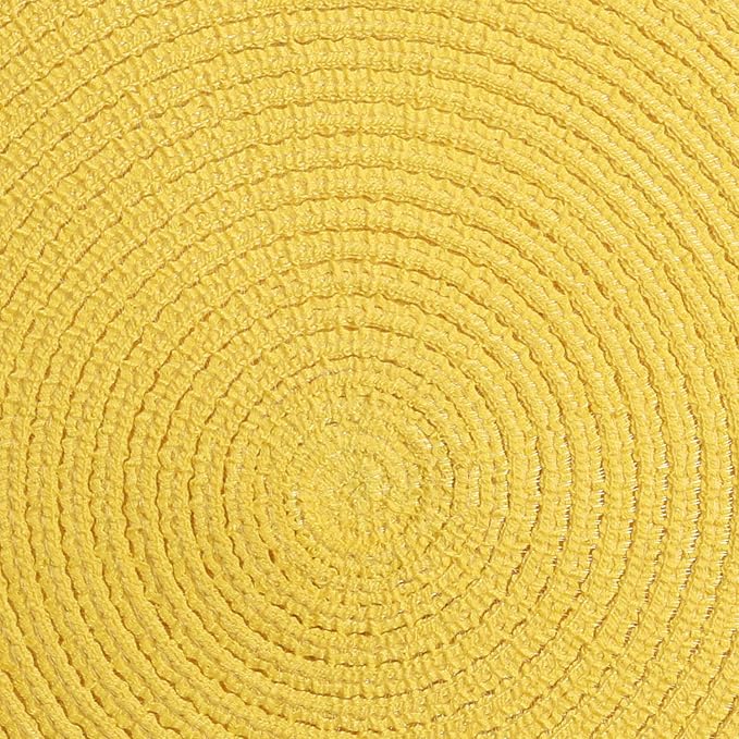 SHACOS Round Braided Placemats Set of 6 Kitchen Place Mats 15 inch Round Table Mats for Dining Tables Washable (Yellow, 6)