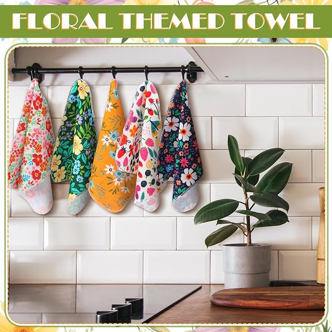 Redbaker 18 Pcs Flower Reusable Paper Towels Rolls Washable Paperless Paper Towels Bulk Cloth Cotton Napkin with Cardboard Reusable Napkins for Kitchen Dishes Bathroom Home Table