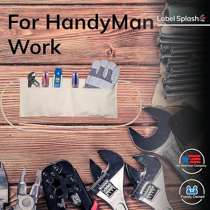 LABELPLASH 2 Pocket Canvas Work Waist Nail Apron Belt Washable Tool Utility Gardening Woodworkers Roofers Artists & Crafts
