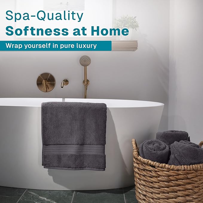 Fabdreams 100% Organic Cotton Bath Towel Set of 6 700 GSM Hotel Premium Plush Absorbent Soft Durable SkinFriendly Spa Quality Bathroom Comfort with 2 Bath 2 Hand Towel and 2 Wash Cloths Charcoal Black