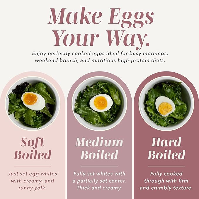 COOK WITH COLOR 6-Egg Capacity Egg Cooker – For Soft, Medium, Or Hard-Boiled Eggs, Rapid Cook Time, Auto Shut-Off & Boil-Dry Protection – Includes Tray, Measuring Cup & Lid – 210W Egg Maker, Pink