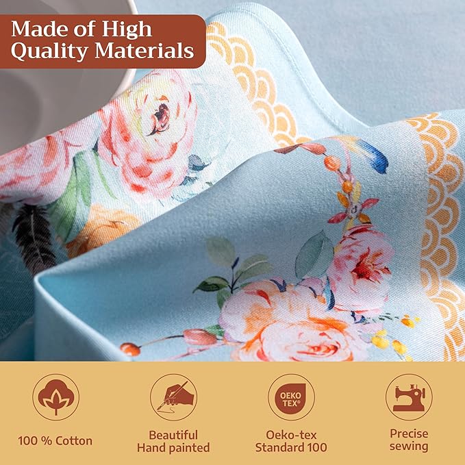 Maison d' Hermine Cloth Napkins Set of 4 100% Cotton Everyday Reusable Square Napkins Cloth Washable Dinner Party Wedding Restaurant Gifts for Mothers Day Spring/Summer (Ibiza - Blue, 20" x 20")