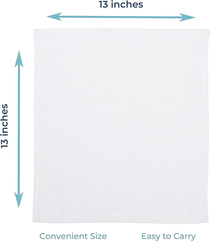 Looperry White Terry Cloth Rags (60 Pack Bulk) 13"x13" Inches Commercial Grade Dish Cloth Multipurpose Cleaning Rags for Housekeeping, Car Wash. Absorbent & Reusable Bar Mop Towels for Kitchen Cotton