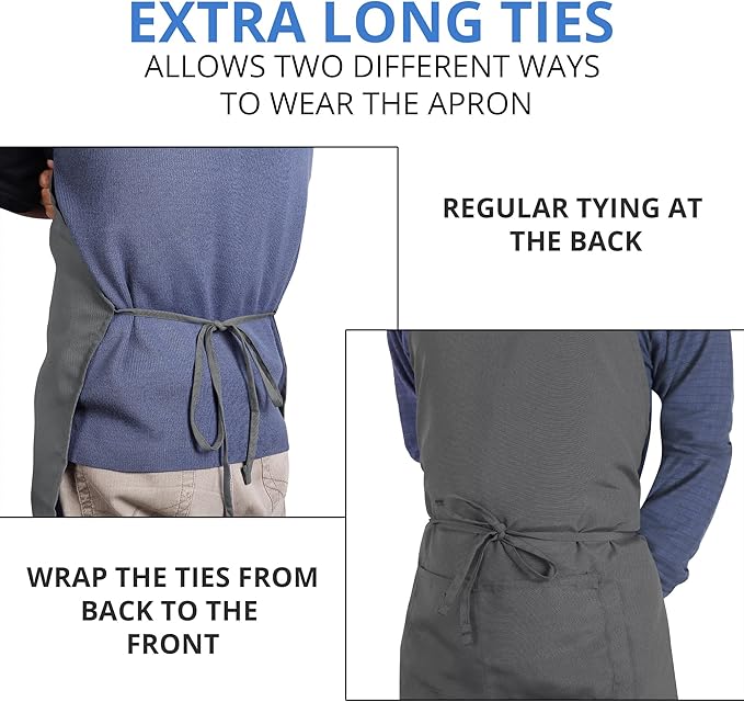Utopia Kitchen 2 Pack Bib Apron, Adjustable with 2 Pockets, Water and Oil Resistant, Cooking Kitchen Chef Apron for Women Men