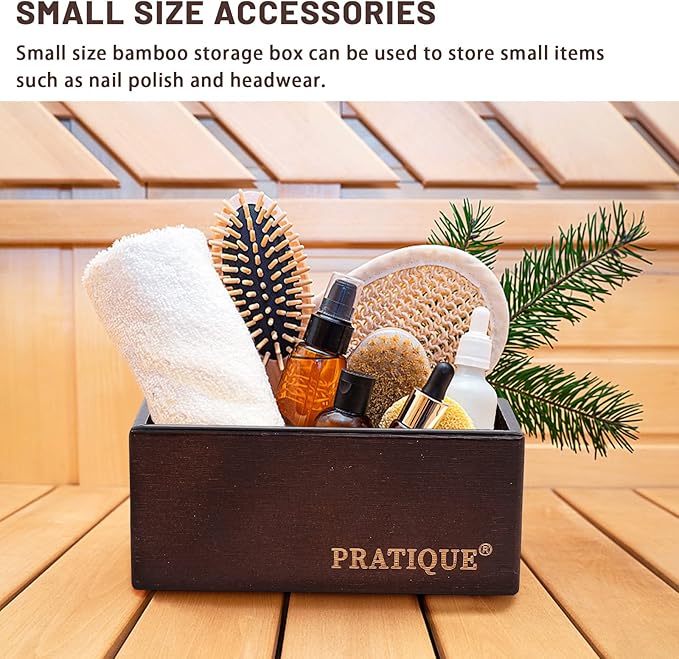 PRATIQUE Bamboo Drawer Organizer - Kitchen Utensil Organizer Silverware Tray Cutlery Holder，Office Desk Supplies and Accessories,8.9 * 3 * 2.6,Nut-brown