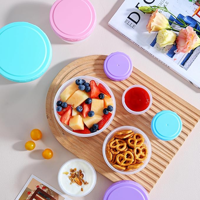16PCS Food Storage Containers with Lids, Meal Prep Reusable Kids Lunch Containers, Dishwasher Safe & BPA Free Plastic Snack Salad Dressing Containers to go With Leak-Proof Screw-On Top for Lunch