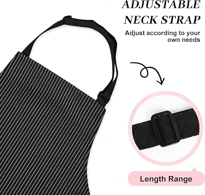 2Pack Adjustable Kitchen Apron for Women Men with 2 Pockets，Cotton-Polyester Blend Bib Aprons for Cooking,Baking