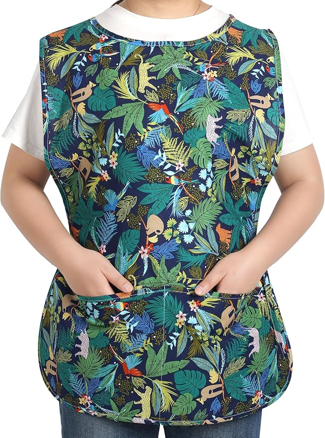 Women Cobbler Apron with 2 Pockets, Vintage Floral Aprons for Women Chef Apron for Baking, Cooking, Gardening