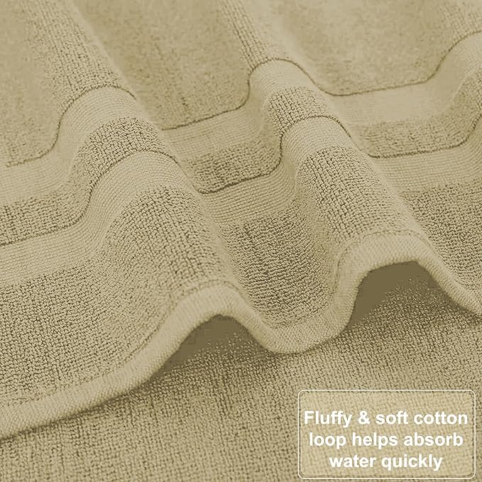 GOLD TEXTILES Premium Sand Bath Mat - 2 Pack 22x34 Inches - Not a Bathroom Rug - 100% Ring Spun Cotton - Highly Absorbent & Non Slip Shower Bathroom Floor Mat Towel - Machine Washable