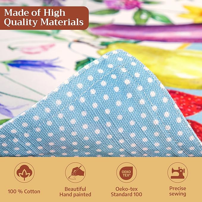 Maison d' Hermine Placemats Set of 4 100% Cotton Washable Cloth Place Mats Reusable Table Mats for Kitchen Dining Party Wedding Gifts for Mothers Day Spring/Summer (Giverny, 13" x 19")