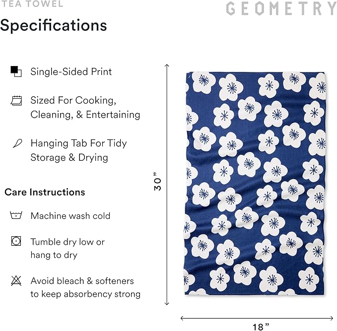 GEOMETRY Kitchen Tea Towels - Quick Dry Microfiber Dish Towels for Kitchen Every Bloom, 18" x 30" 2 Pack