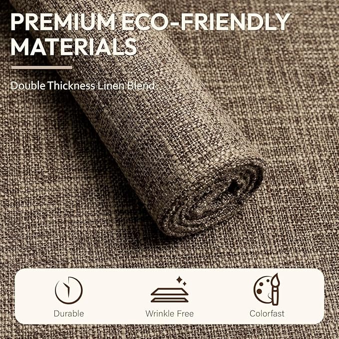 Blue Forest Placemats Set of 6, Dual-Layered Thickened Faux Linen Cloth Place Mats Heat Resistant Machine Washable Wrinkle Free Table Mats Indoor/Outdoor (Cream Beige)