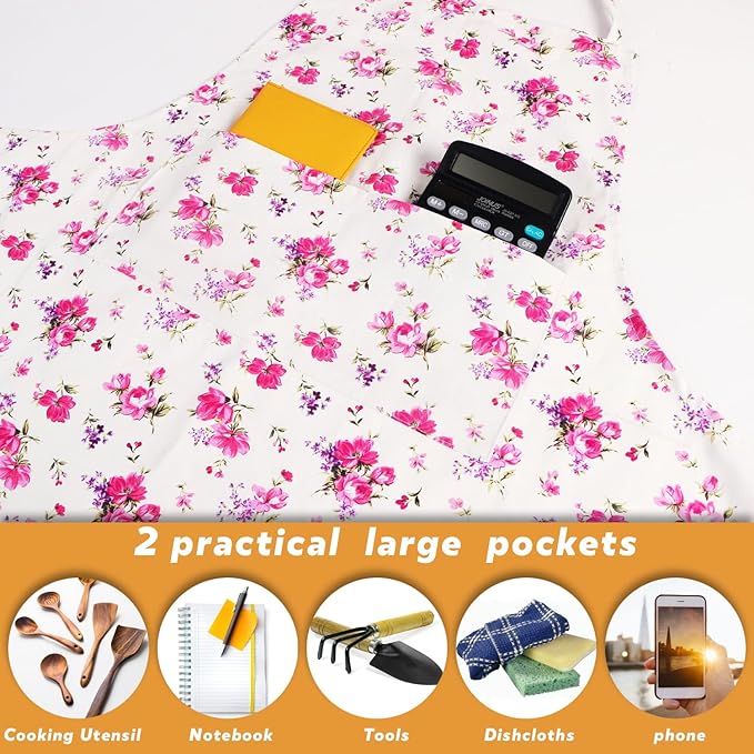 Sanlykate Extra Large Canvas Cotton Apron for Men & Women, Plus Size Durable Aprons with 2 Pockets, Adjustable Bib Machine Washable Oversized Aprons for Baking, Cooking, Painting - Farmhouse