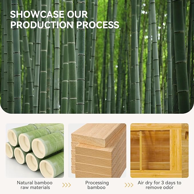 Yofidra Bamboo Utensil Holder & Silverware Organizer: Extra Large Cooking Holder with Absorbing Drying Stone and 6 Compartments Kitchen Countertop Storage Farmhouse Decor Accessories 11.8"X4.7"X5.9"