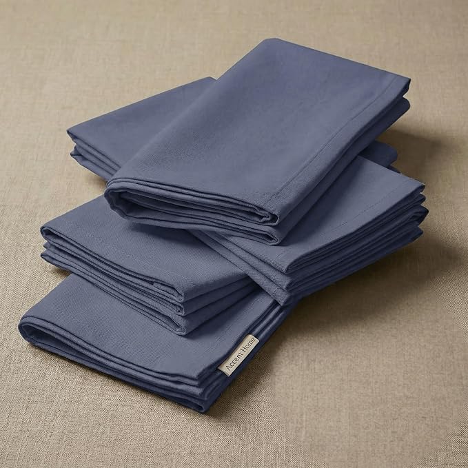 Accent Home 100% Cotton Napkins, Delicate Cloth Napkins for Dinners, Parties and Weddings，18 x 18 Inch Set of 6 - Navy